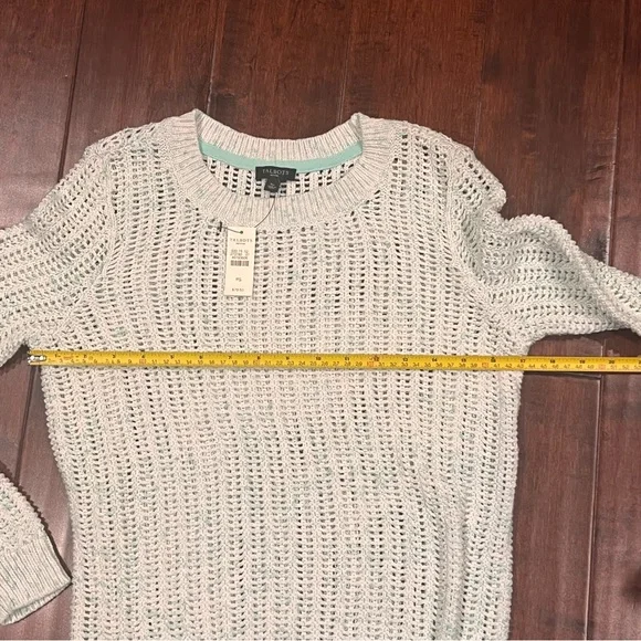 Talbots Light Gray Open-Knit Sweater small petite - Picture 5 of 5